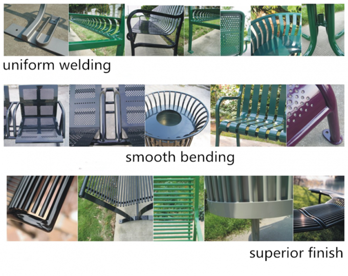 Street Furniture Metal Seating Bench Wood Grain Aluminum Commercial Long Garden Bench 4