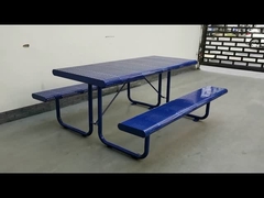 one table with two benches outdoor perforated steel plate surface mounted or free stand picnic table