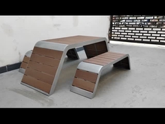 Steel and wood plastic composite WPC outdoor urban street bench furniture patio tables