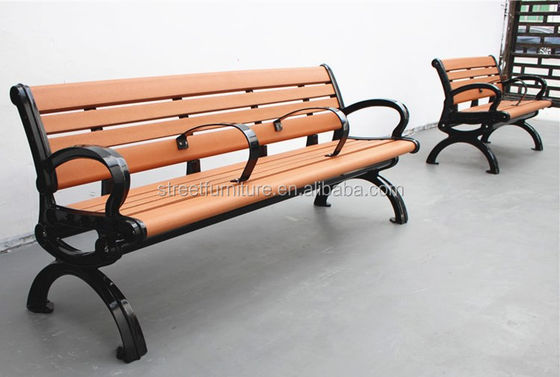 Recycled Plastic Wood Outdoor Bench With Backrest Sandblasted Powder Coated Finsh