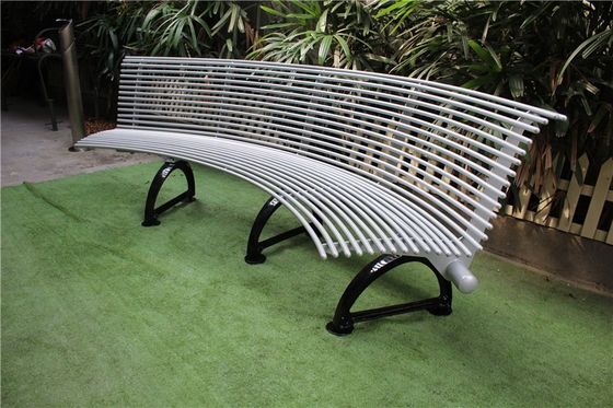 OEM ODM Outdoor Metal Benches With Cast Iron Legs Round Steel Pipe Seat Pan