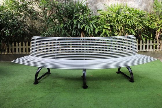 OEM ODM Outdoor Metal Benches With Cast Iron Legs Round Steel Pipe Seat Pan