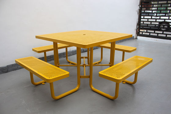 Perforated Steel Metal Outdoor Picnic Tables And Bench For Playground Sports Center