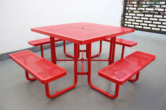 Perforated Steel Metal Outdoor Picnic Tables And Bench For Playground Sports Center