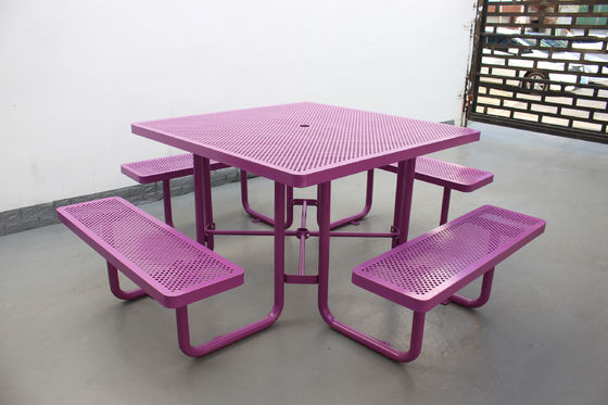 Perforated Steel Metal Outdoor Picnic Tables And Bench For Playground Sports Center