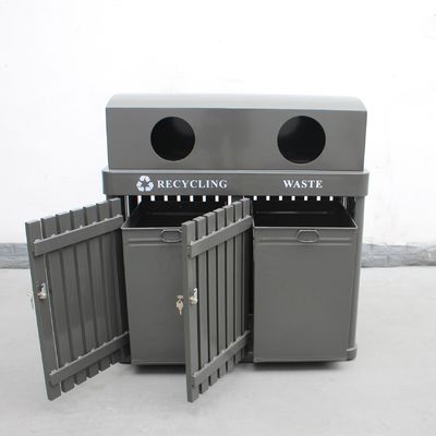 Customized Metal Outdoor Trash Cans 120 Liter Outdoor Garbage Bin Rectangular