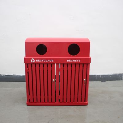 Rectangular Iron Outdoor Trash Cans , 120L Trash Bin Surface Mounted