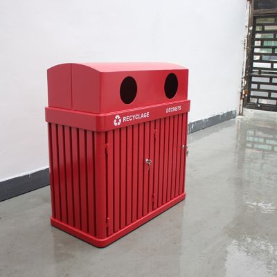 Rectangular Iron Outdoor Trash Cans , 120L Trash Bin Surface Mounted