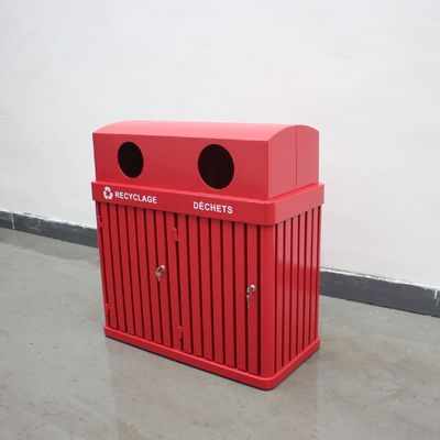 Rectangular Iron Outdoor Trash Cans , 120L Trash Bin Surface Mounted