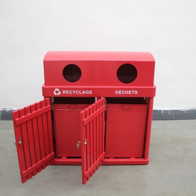 Rectangular Iron Outdoor Trash Cans , 120L Trash Bin Surface Mounted