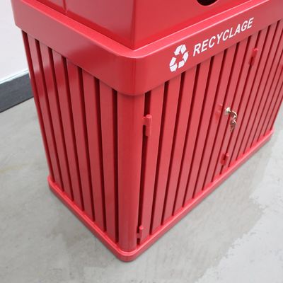Rectangular Iron Outdoor Trash Cans , 120L Trash Bin Surface Mounted