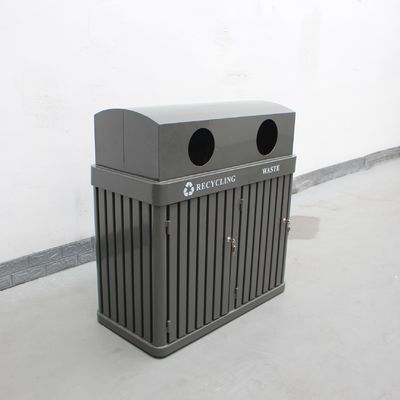 Rectangular Iron Outdoor Trash Cans , 120L Trash Bin Surface Mounted