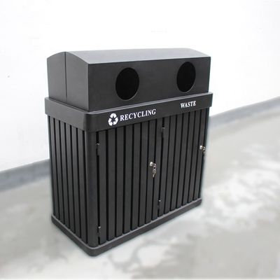 Surface Mounted 120L Garbage Bin , Metal Trash Can With Two Galvanized Plate Liners