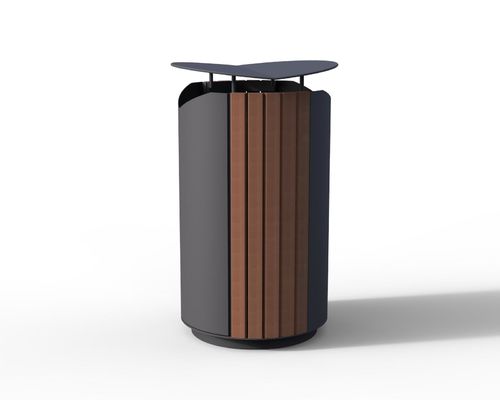 Outdoor 30 Gallon Commercial Wood And Steel Garbage Bin Outside Garden Large Dustbin Street Park Wooden Garbage