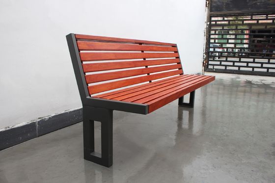 Custom Solid Wood Outdoor Wooden Bench Surface Mounted With Mild Steel Frame