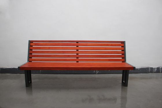 Custom Solid Wood Outdoor Wooden Bench Surface Mounted With Mild Steel Frame