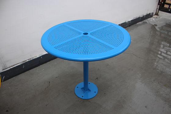 Street Furniture Gavin Park Steel Round Table With Benches Rustproof Outdoor Metal Round Tables