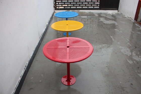 Street Furniture Gavin Park Steel Round Table With Benches Rustproof Outdoor Metal Round Tables