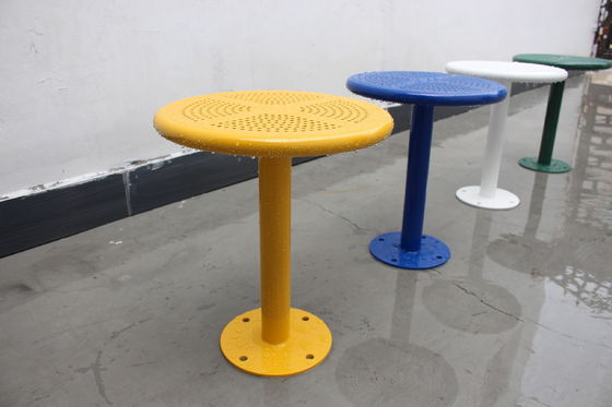 Street Furniture Gavin Park Steel Round Table With Benches Rustproof Outdoor Metal Round Tables