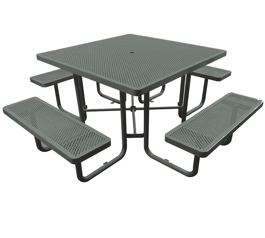 Perforated Steel Metal Outdoor Picnic Tables And Bench For Playground Sports Center